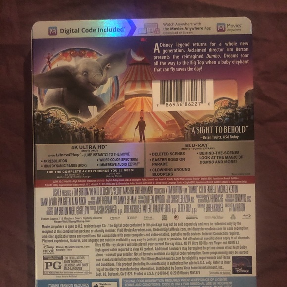 Dumbo 4K Ultra Hd, Bluray and Digital Copy - Picture 2 of 4